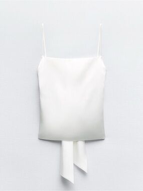 Zara White Satin Tie-Back Camisole